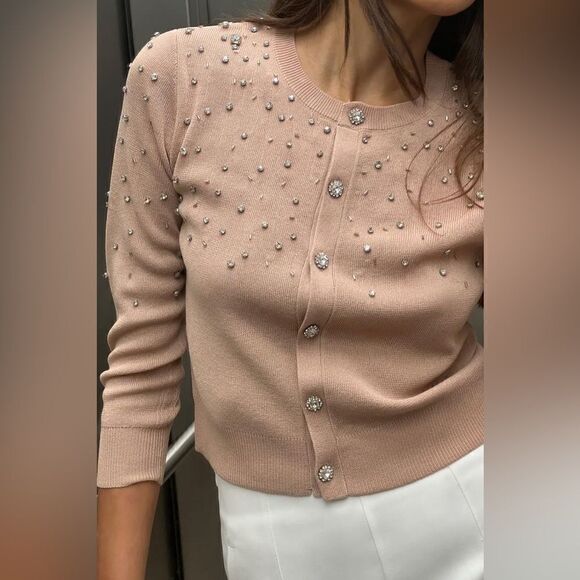 Zara Sweaters - ZARA JEWEL BEADED KNIT CARDIGAN